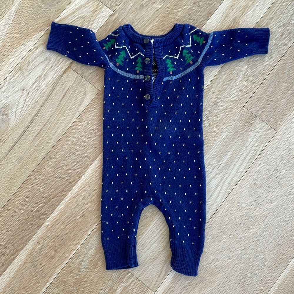 Hanna Andersson Tree Sweater Onesie Like New Size 3-6mo